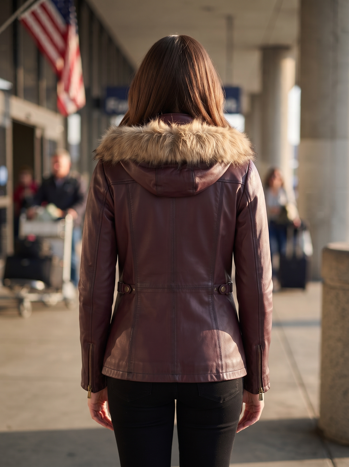 Victoria Brown Waxed 100% Real Leather Jacket For Women