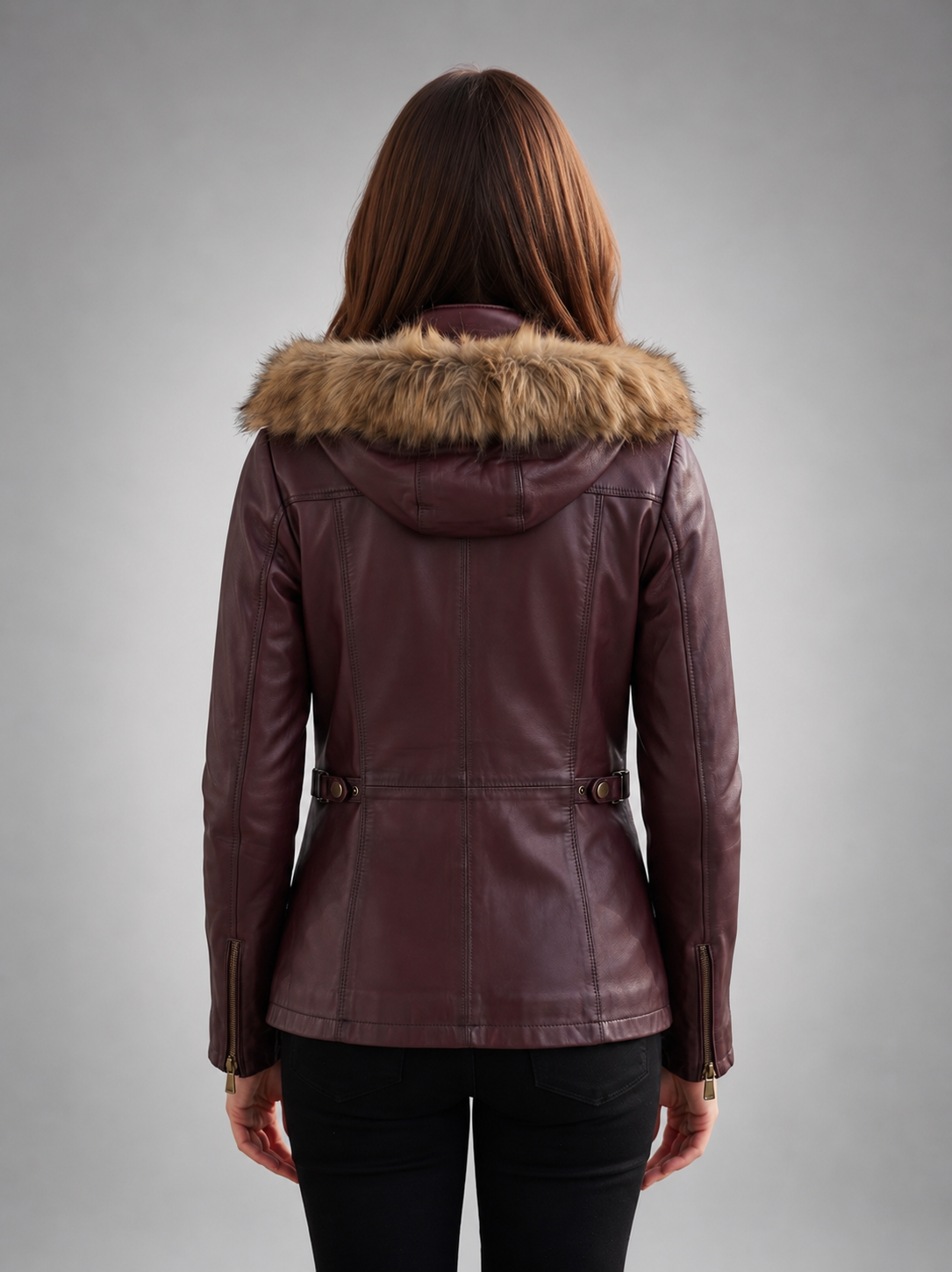 Victoria Brown Waxed 100% Real Leather Jacket For Women