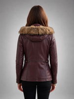 Victoria Brown Waxed 100% Real Leather Jacket For Women