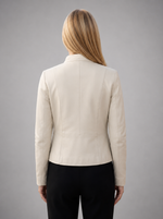 Viola Women Short Beige Leather Jacket