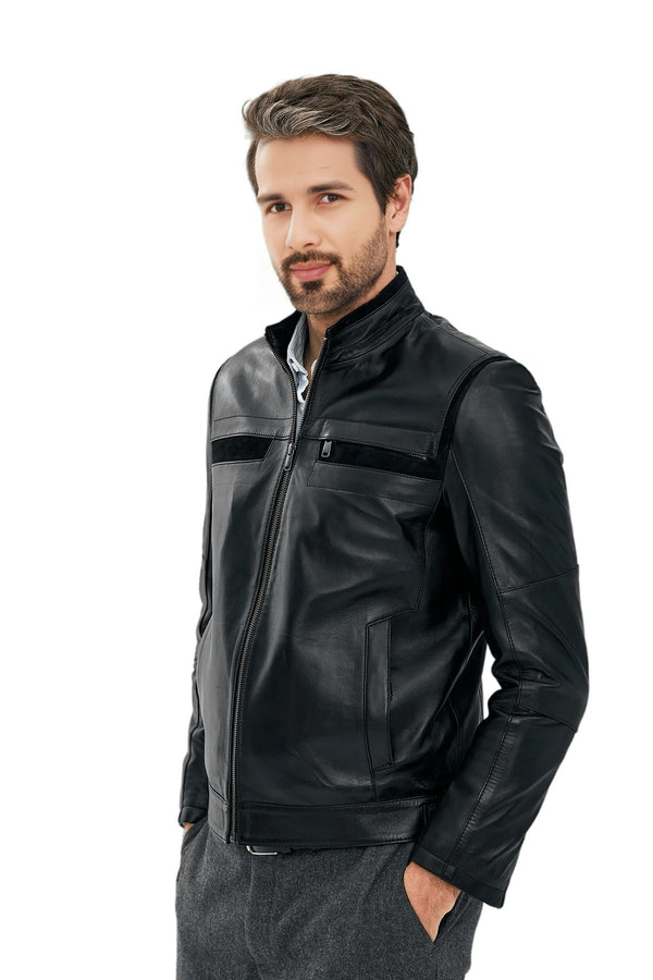 William Black Motorcycle Leather Jacket For Men