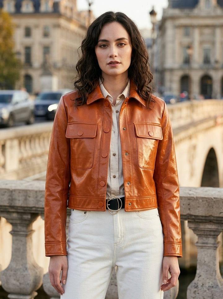 Women's Ten Brown Leather Jacket