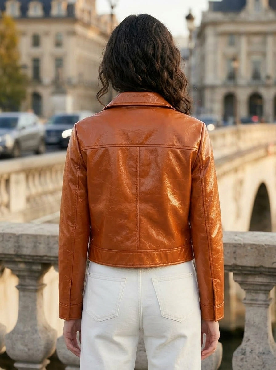 Women's Ten Brown Leather Jacket
