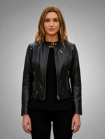 Women's Motorbike Black Leather Jacket