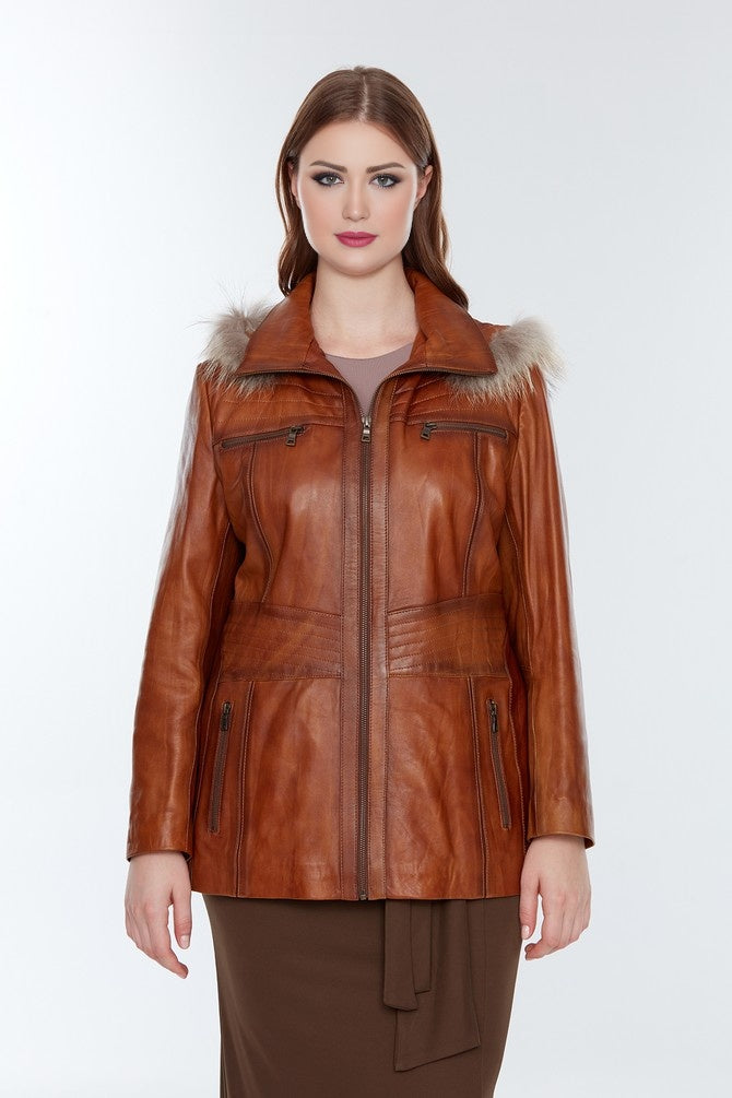 Women Brown Leather Jacket