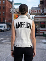 White Snow Vest Leather Jacket For Women