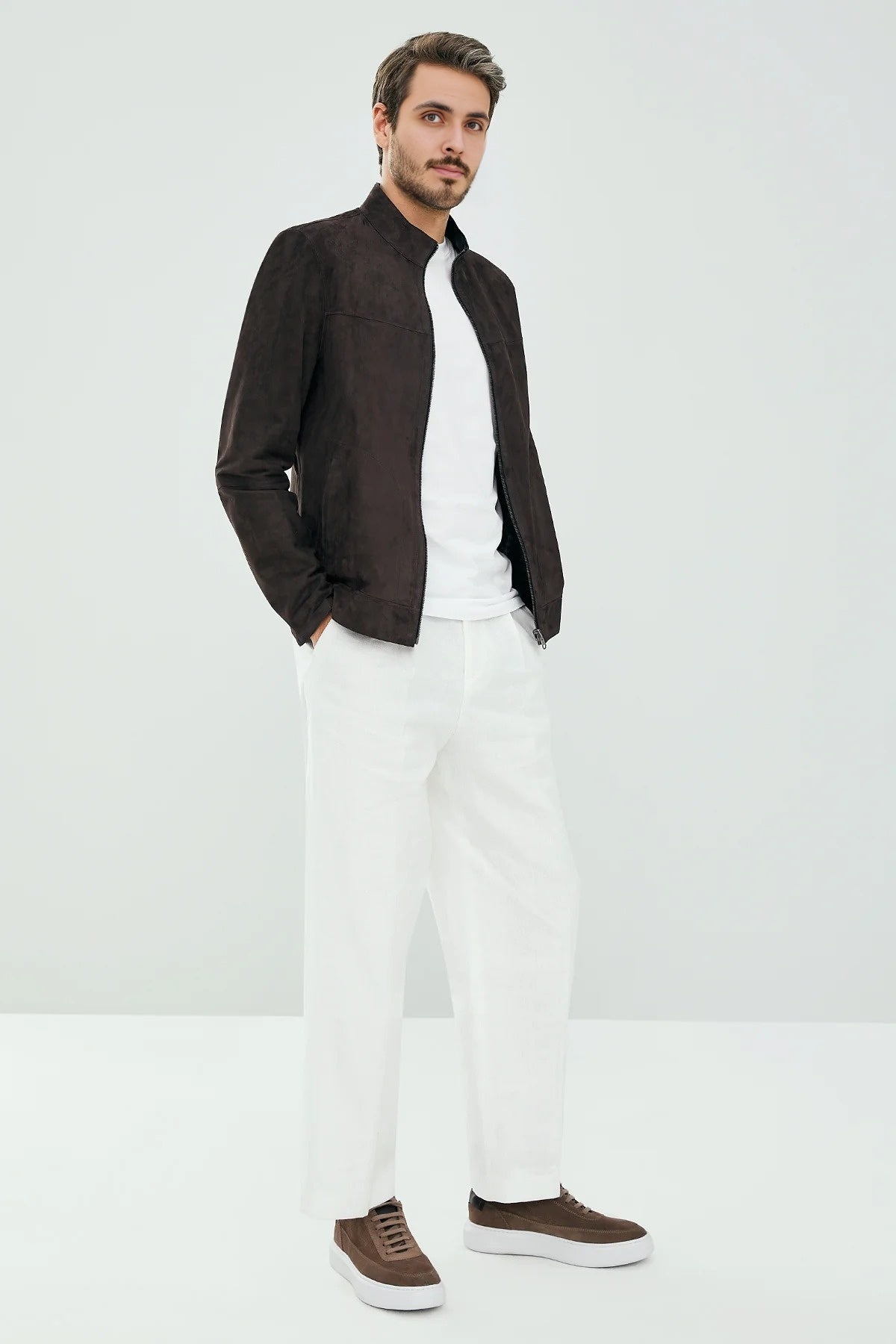 Carter Suede Brown  Leather Jacket For Men