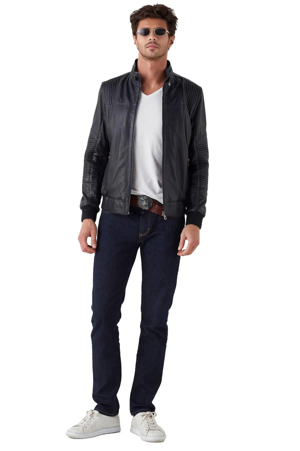 Ezra Black Leather Jacket For Men