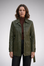 Women Green Leather Jacket