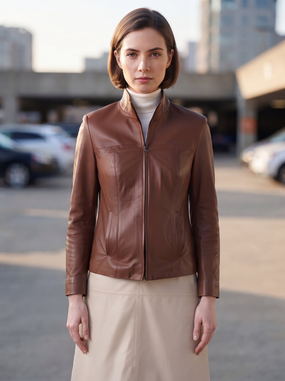 Women Brown Classic Leather Jacket