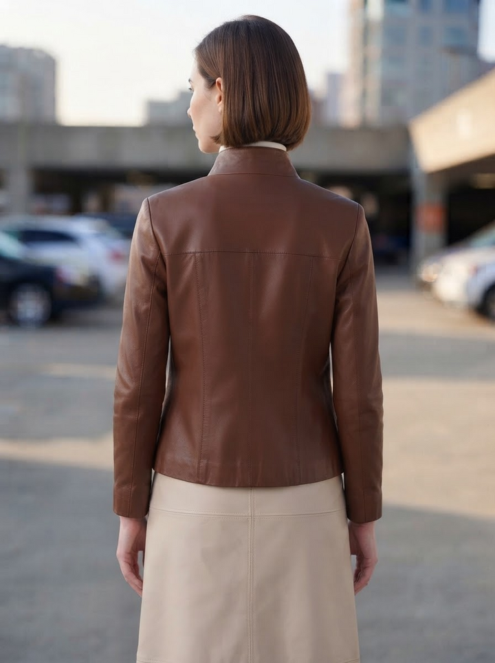 Women Brown Classic Leather Jacket