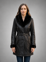 Women's Black Leather Coat