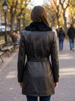 Women's Black Leather Coat