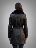 Women's Black Leather Coat