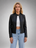 Women Unique Black Leather Jacket