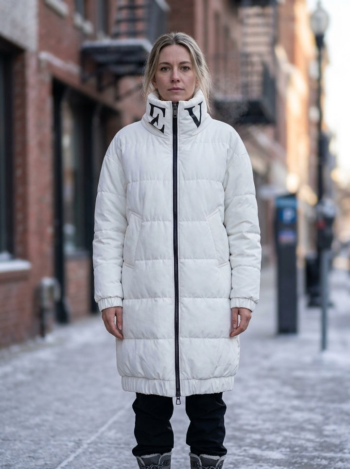 Women's White Quilted Puffer Coat