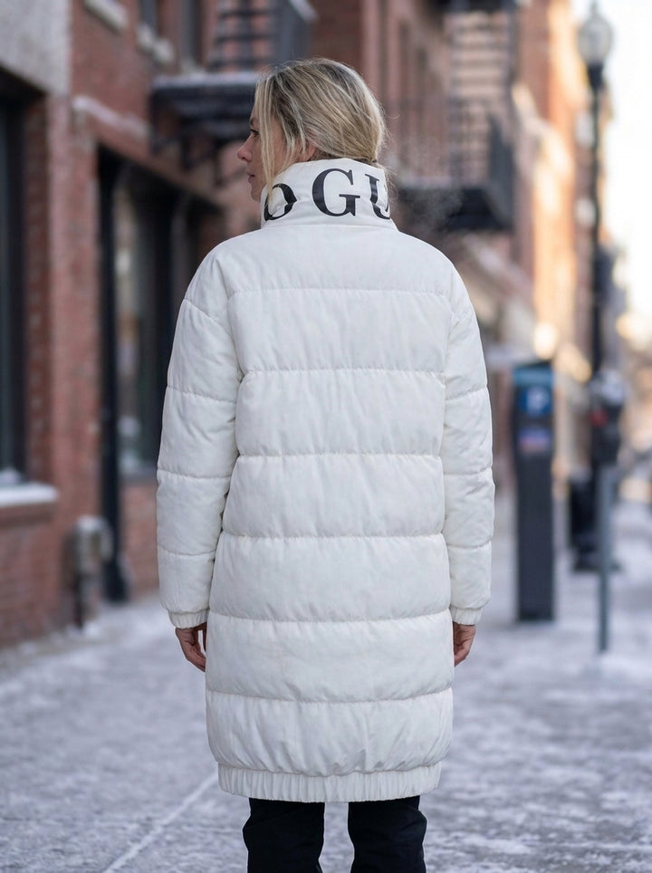 Women's White Quilted Puffer Coat