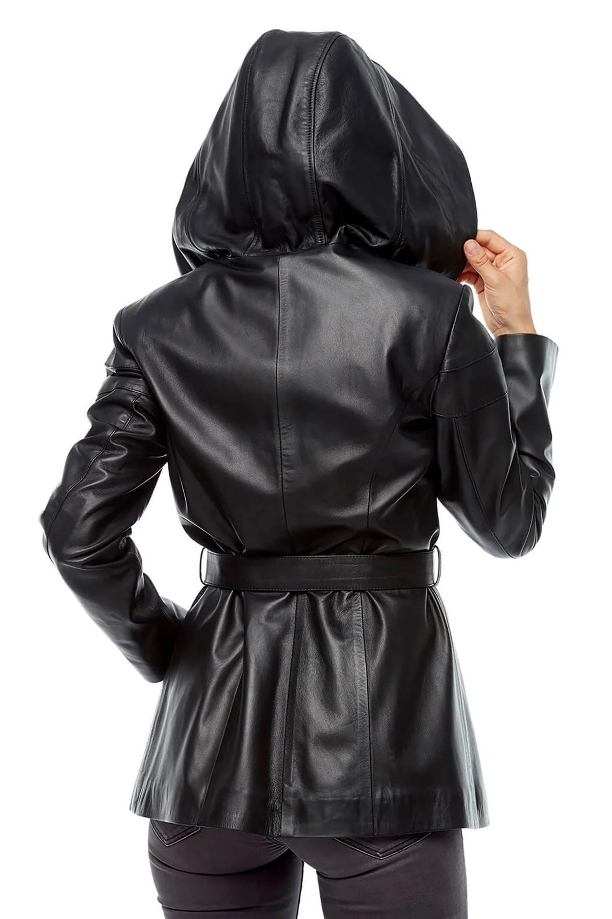 Halley Black Biker Leather Coat For Women
