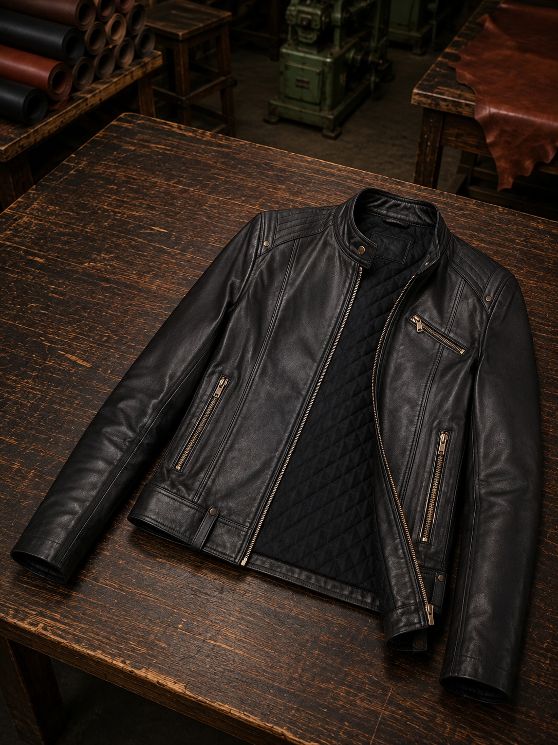 Women's Black Leather Short Jacket