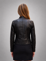 Women's Black Leather Short Jacket