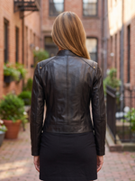Women's Black Leather Short Jacket