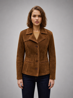 Women's Classic Suede Blazer with Contrast Stitching
