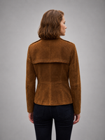 Women's Classic Suede Blazer with Contrast Stitching