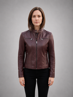 Women's Marlyn Burgundy Leather Jacket