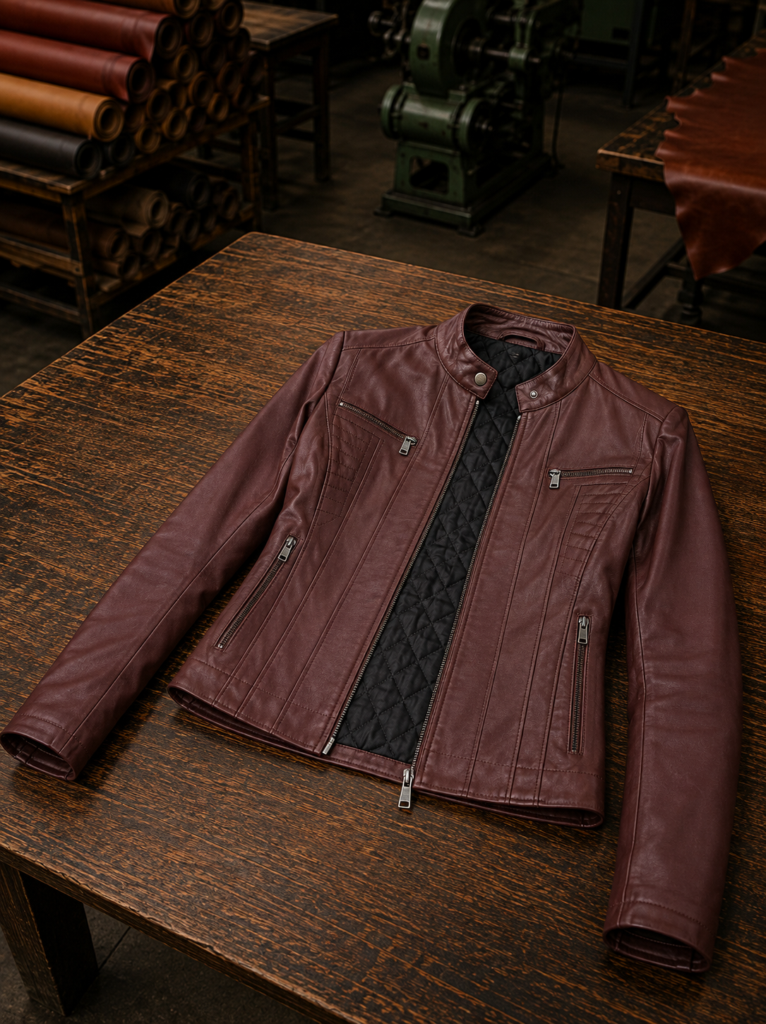 Women's Marlyn Burgundy Leather Jacket