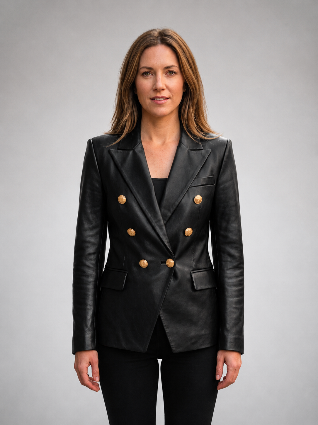 Women's Premium Black Leather Blazer