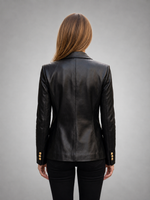 Women's Premium Black Leather Blazer