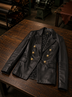 Women's Premium Black Leather Blazer