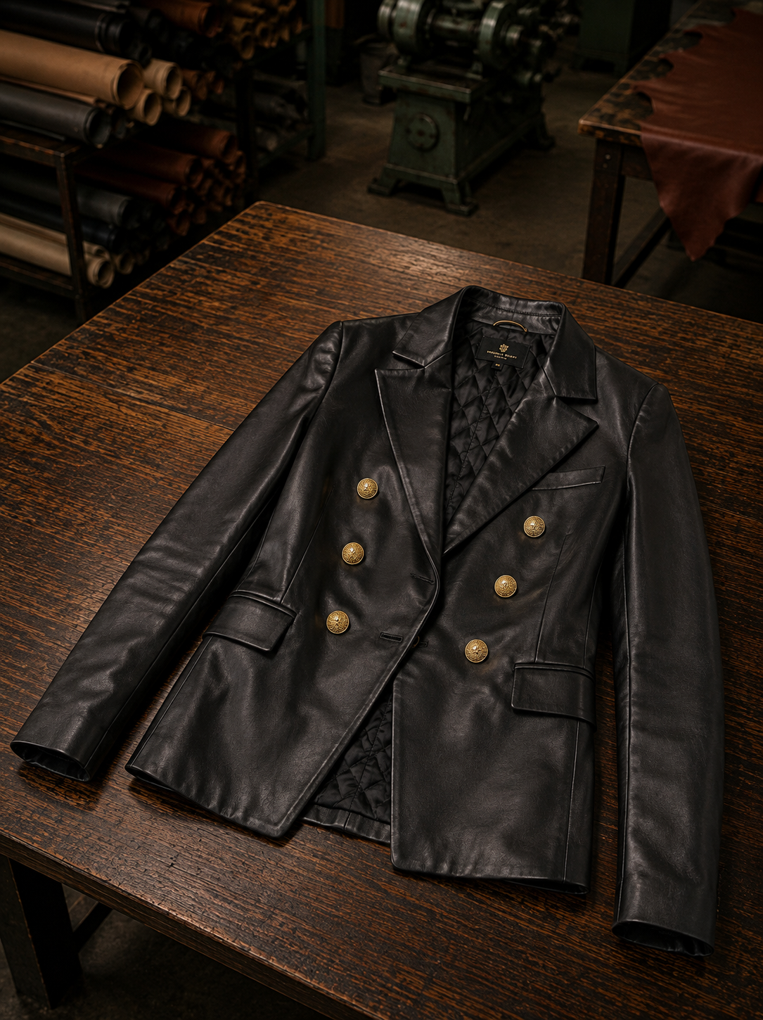 Women's Premium Black Leather Blazer