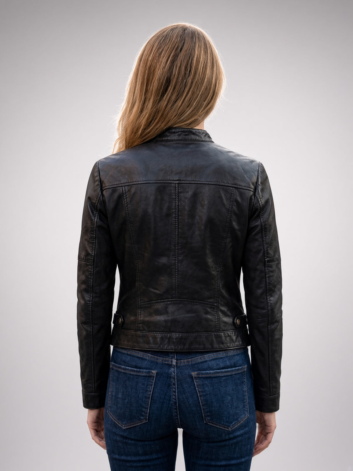 Women's Classic Black Leather Moto Jacket
