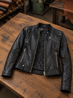 Women's Motorbike Black Leather Jacket