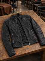 Women's Quilted Black Leather Moto Jacket