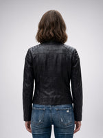 Women's Quilted Black Leather Moto Jacket