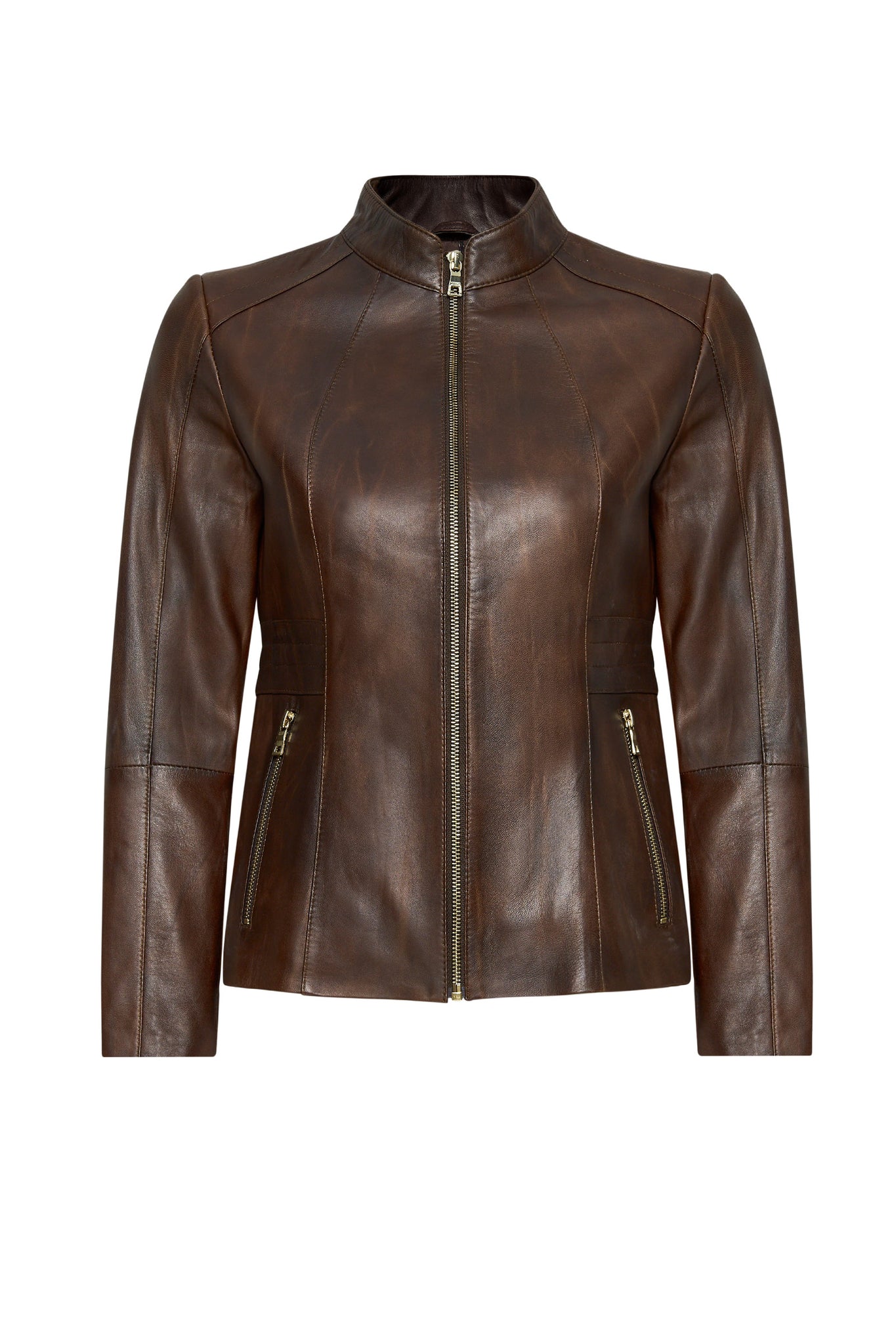 Women's Short Brown Leather Jacket