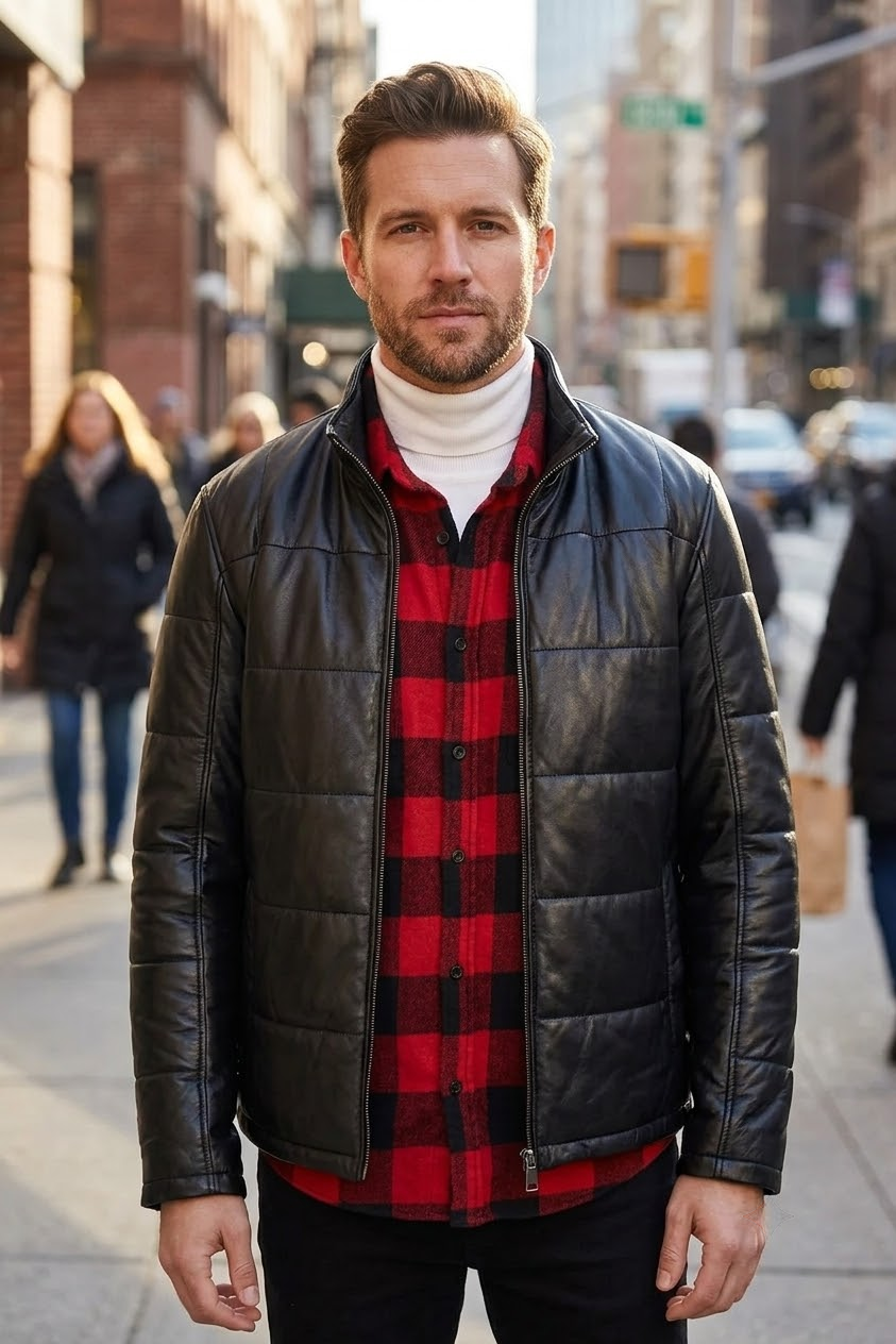 Woods Black Stylish Leather Jacket For Men