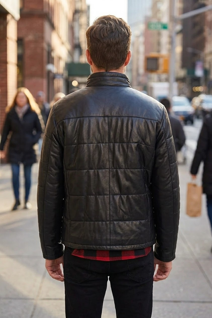Woods Black Stylish Leather Jacket For Men