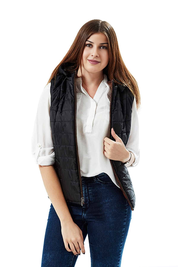 Hadley Black Leather Vest For Women