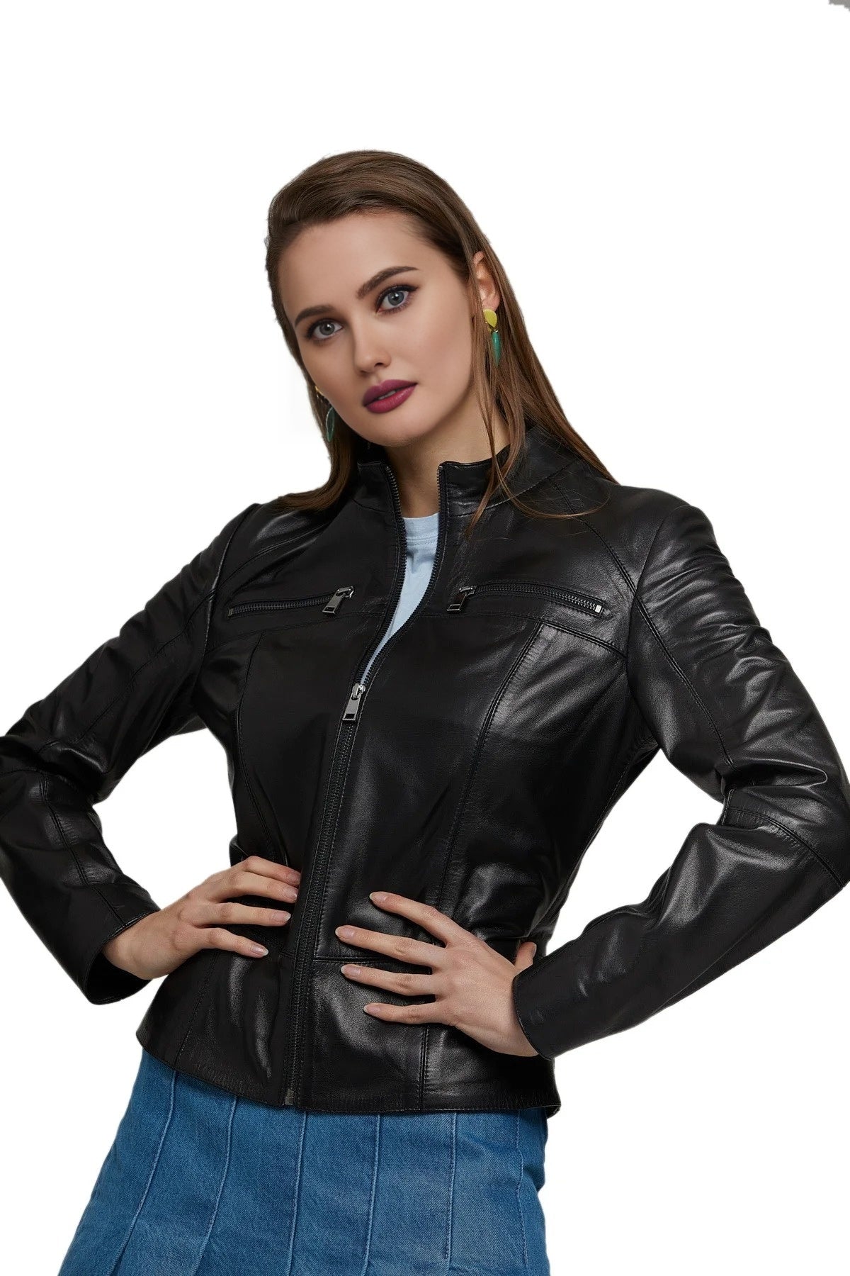Camillie Good Outfit Black Leather Jacket For Women