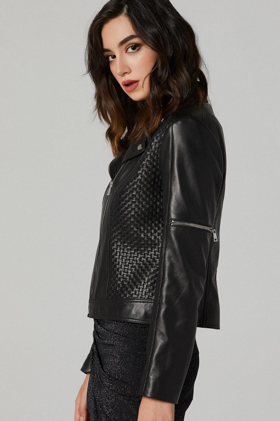 Evelyn Black Slim Fit Leather Jacket For Women