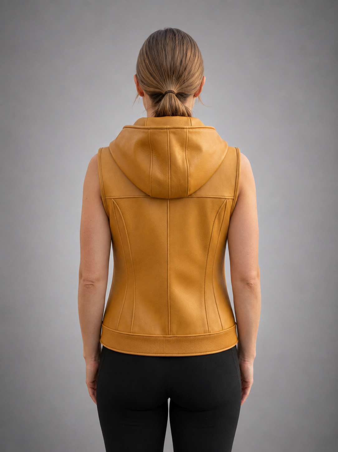 Yellow Cafe Racer Vest Leather For Women