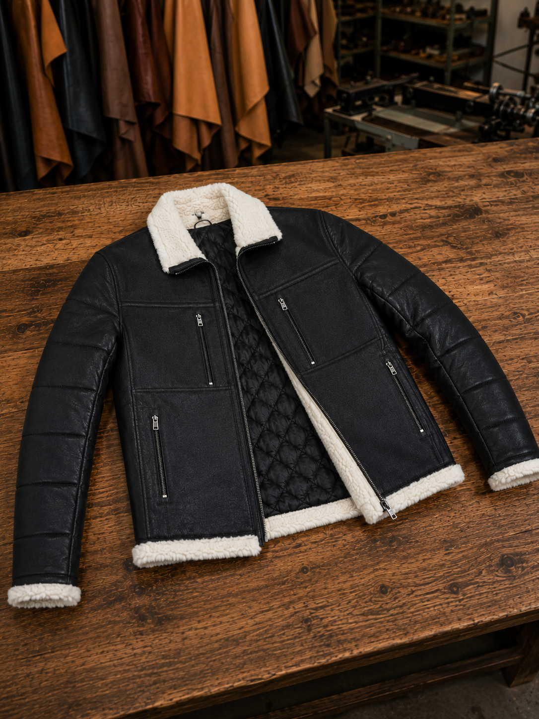 Zermatt Teddy Black Coat For Men