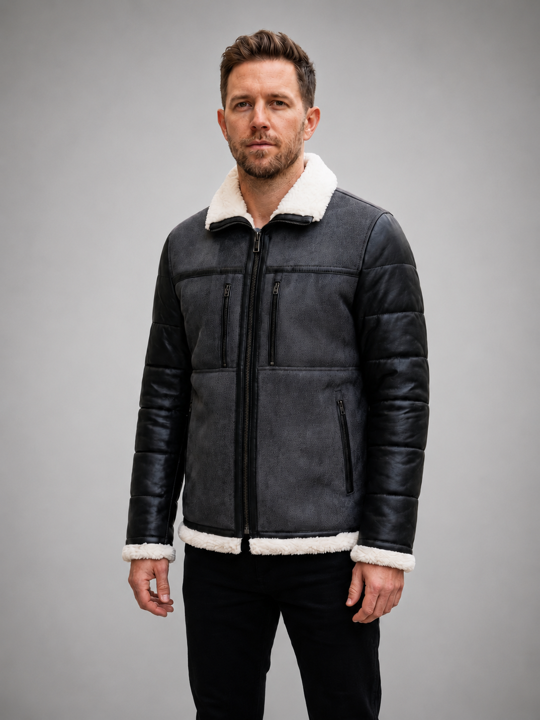 Zermatt Teddy Black Coat For Men
