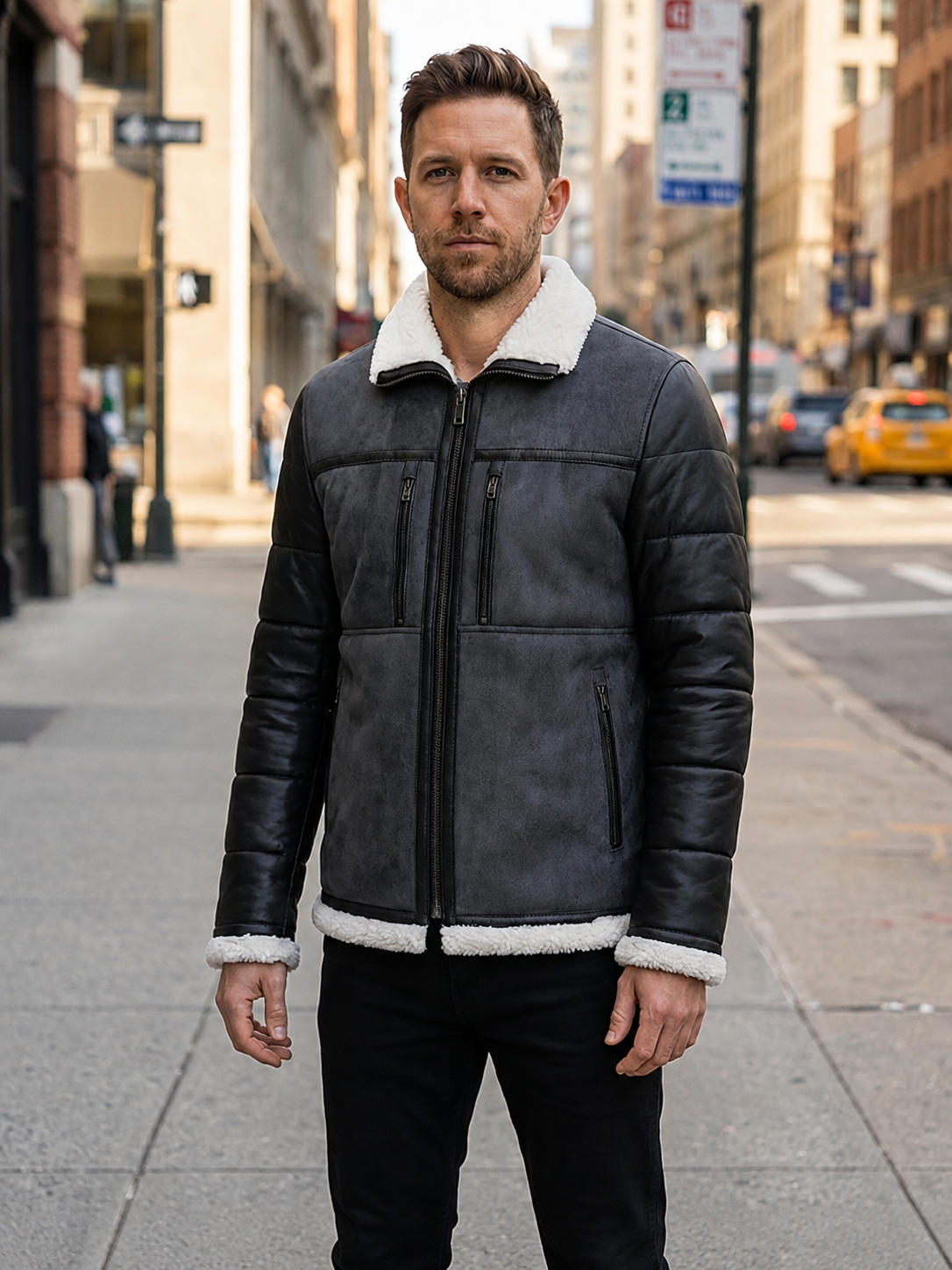 Zermatt Teddy Black Coat For Men