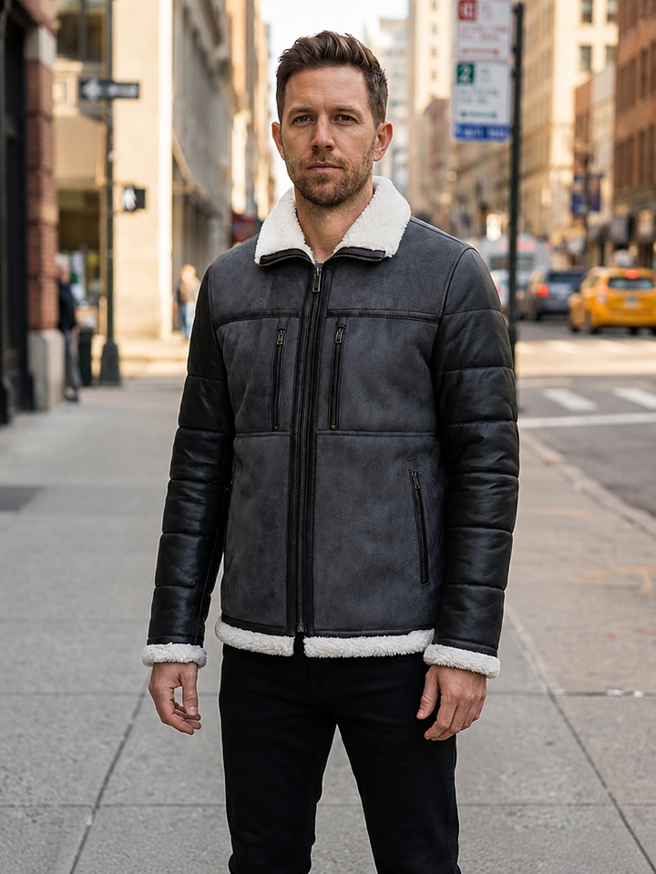Zermatt Teddy Black Coat For Men