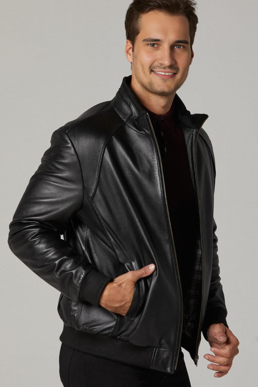 Houston Black Distressed Leather Jacket For Men