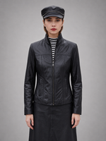Zoe Black Biker Leather Jacket For Women